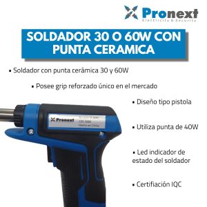 SOLDADOR 30 O 60W CON PUNTA CERAMICA PRONEXT - Vista 2