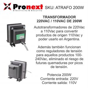 AUTOTRANSFORMADOR 220V A 110V DE 200W PRONEXT - Vista 3