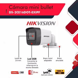 CAMARA BULLET PLASTICA 2.8MM IP66 HIKVISION DS-2CE16D0T-EXIPF - Vista 4