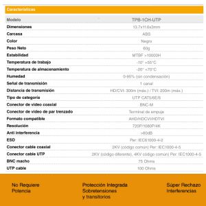 JUEGO BALUN 1 CANAL ANALÓGICO PASIVO UNIVIEW - Vista 4