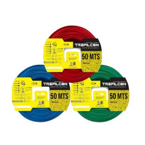 CABLE UNIPOLAR 1.5 MM TREFILCON X 50M PACK X 3 COLORES (ROJO- CELESTE - VERDE/AMARILLO)