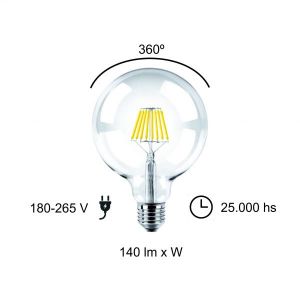 LAMPARA GLOBO FILAMENTO LED 8W E27 DIMERIZABLE MACROLED - Vista 6