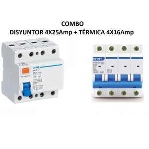 COMBO DISYUNTOR TETRAPOLAR 4X25 + TéRMICA TRIFASICO INDUSTRIAL 4X16 - Vista 2