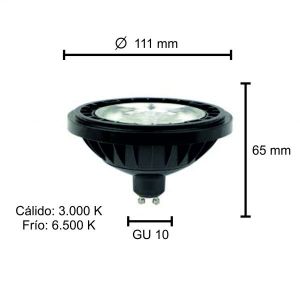 LAMPARA AR111 LED 15W 25º GU10 DIMERIZABLE DE PVC GRIS MACROLED - Vista 5