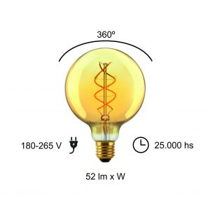 LAMPARA GLOBO GOLDEN FILAMENTO LED 5W E27 MACROLED - Vista 4