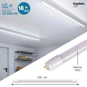 TUBO LED T8 VIDRIO 18W FRIO 120 CM CANDELA - Vista 4