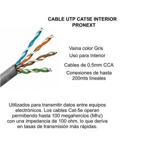 CABLE UTP CAT5E VAINA GRIS INTERIOR X METRO PRONEXT - Vista 3