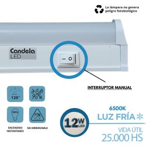 LISTON LED 12W 90 CM T5 FRIO PVC 220V IP20 CANDELA - Vista 4