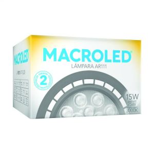 LAMPARA AR111 LED 15W 25º GU10 DE PVC GRIS MACROLED - Vista 2