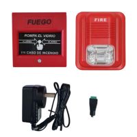 ALARMA EVACUACIÓN INCENDIO CON SIRENA STROBE Y PULSADOR