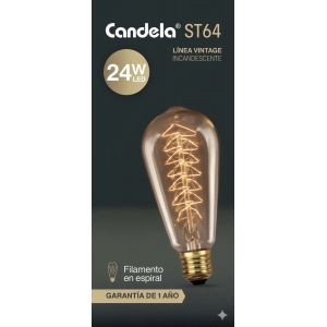 LAMPARA CANDELA LINEA VINTAGE INCANDESCENTE ST64 24W LUZ CALIDA - Vista 2