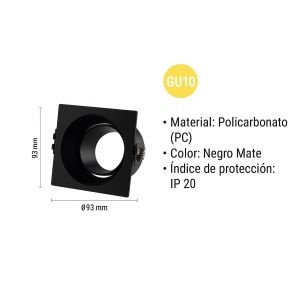 SPOT OLU GU10 PARA DICROICA NEGRO LEUK - Vista 1