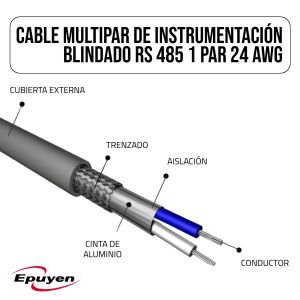 CABLE MULTIPAR DE INSTRUMENTACIÓN BLINDADO RS 485 1 PAR 24 AWG - Vista 2
