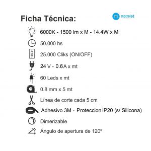 CINTA LED 72W 24V 5050 IP 20 X 5 MTS MACROLED - Vista 3