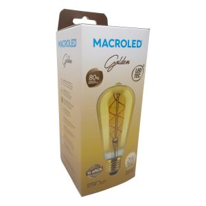 LAMPARA PERA GOLDEN FILAMENTO LED 2W E27 MACROLED - Vista 3