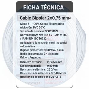 CABLE BIPOLAR 0.75 MM X 100 METROS EPUYEN - Vista 4