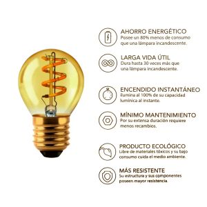 LAMPARA GOTA GOLDEN FILAMENTO LED 3W E27 MACROLED - Vista 4