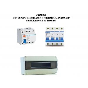 COMBO DISYUNTOR TETRAPOLAR 4X25 + TéRMICA TRIFASICO INDUSTRIAL 4X20 + TABLERO - Vista 2