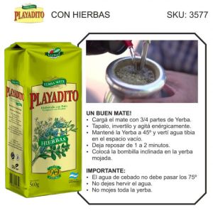 YERBA PLAYADITO C/HIERBAS 500 GR X 10 UNIDADES - Vista 3