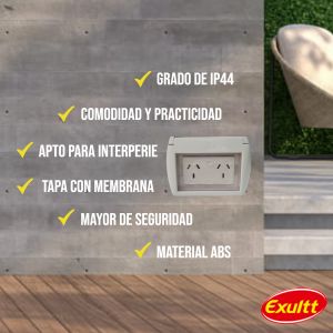 TAPA CAPSULADA EXTERIOR MEMBRANA + TOMACORRIENTE DOBLE EXULTT URBANA - Vista 4