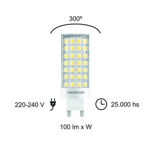 LAMPARA BIPIN 12W G9 220V MACROLED - Vista 6