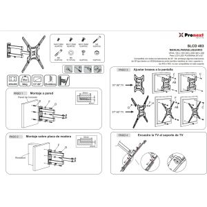 SOPORTE LCD / LED / PLASMA BRAZO C/ INCLINABLE DE 26" A 55" PRONEXT - Vista 3
