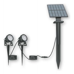 2 ESTACAS LED 2W FRíA + PANEL SOLAR CANDELA 7384 REDONDA NEGRO - Vista 4