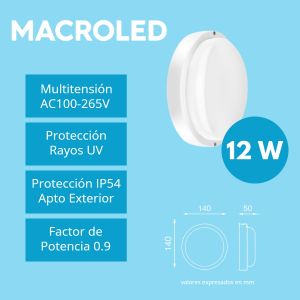 TORTUGA REDONDA 12W LED BLANCO MACROLED - Vista 4