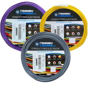 CABLE UNIPOLAR 0.75 MM X 100M PACK X 3 COLORES (GRIS - AMARILLO - VIOLETA)