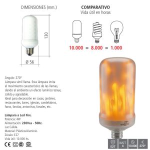 LAMPARA LED 4W FUEGO LLAMA ANTORCHA TBCIN - Vista 2