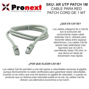 CABLE PARA RED PATCH CORD DE 1 METROS UTP PRONEXT - Vista 3