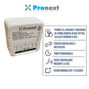 INTERRUPTOR 2 SALIDAS SMART WIFI 16A PRONEXT - Vista 5