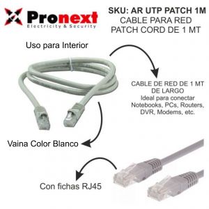 CABLE PARA RED PATCH CORD DE 1 METROS UTP PRONEXT - Vista 2