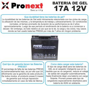BATERIA DE GEL DE 12V 17 AH PRESS - Vista 3