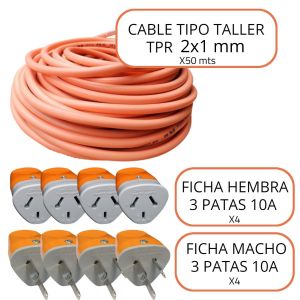 CABLE PARA HACER ALARGUE NARANJA 2X1 MM X 50 METROS + FICHAS - Vista 2