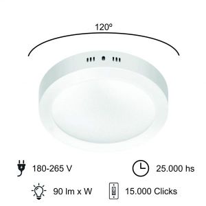 PANEL LED APLICAR REDONDO 18W MACROLED - Vista 6