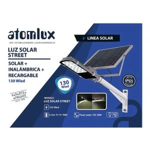 LUZ  SOLAR STREET INALáMBRICA EQUIVALE A 130WLED - RECARGABLE ATOMLUX - Vista 3