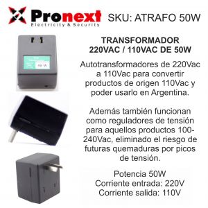 AUTOTRANSFORMADOR 220V A 110V DE 50W PRONEXT - Vista 3