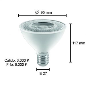LAMPARA PAR 30 LED 11W E27 DE PVC MACROLED - Vista 5