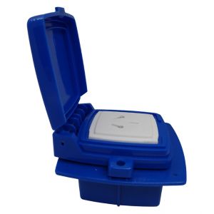 LLAVE 1 TOMA 10A (ESPECIAL) CAPSULADO P/ EMBUTIR AZUL EXULTT  - Vista 3