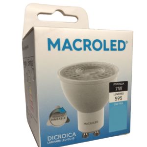 LAMPARA DICROICA LED 7W GU10 DE PVC DIMERIZABLE MACROLED - Vista 7