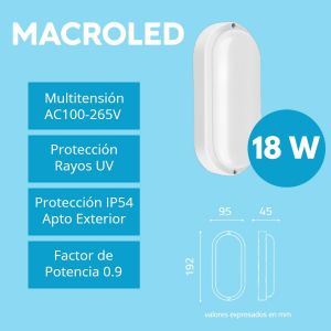 TORTUGA OVALADA 18W LED BLANCO MACROLED - Vista 4