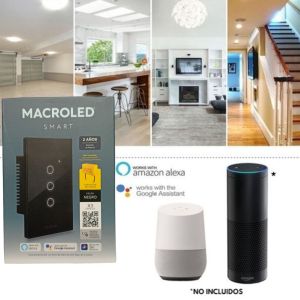 LLAVE LUZ PARED INTERRUPTOR WIFI TOUCH SMART 3 CANAL C/ CAPACITOR 7A MACROLED ROMA - Vista 9