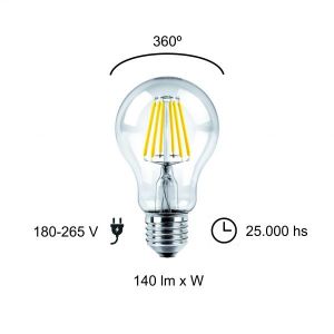LAMPARA BULBO FILAMENTO LED 6W E27 MACROLED - Vista 6