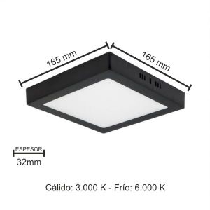 PANEL LED  APLICAR CUADRADO 12W NEGRO MACROLED - Vista 6