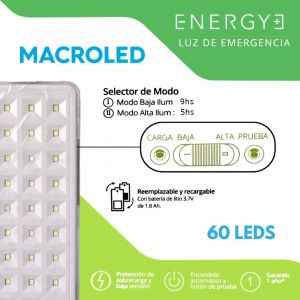 LUZ DE EMERGENCIA 60 LED AUTONOMA MACROLED - Vista 4