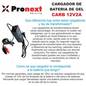 CARGADOR DE BATERIA DE GEL 12V 2 AMP C/ CORTE AUTOMATICO PRONEXT - Vista 3
