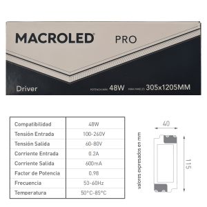 DRIVER PARA PANEL 48W 30X120 O 60X60 MACROLED - Vista 3