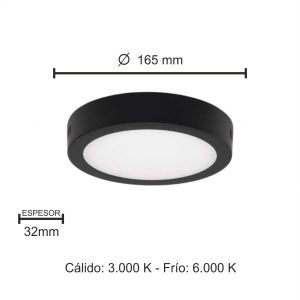 PANEL LED  APLICAR REDONDO 12W NEGRO MACROLED - Vista 6