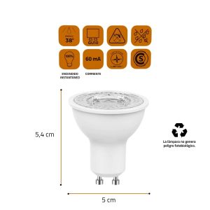 LAMPARA LED DICROICA 7W GU10 CANDELA - Vista 8